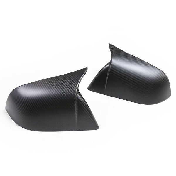 Model 3 CF Horn Shape Side Mirror Cap Slip-On